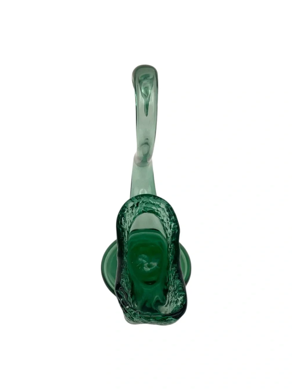 Vintage Green Blown Glass Swan Jewelry Dish Trinket Holder Vanity Decor